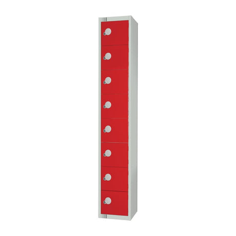 CE108-CL Elite Eight Door Manual Combination Locker Locker Red JD Catering Equipment Solutions Ltd