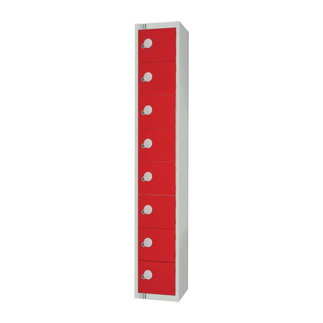 CE108-CLS Elite Eight Door Manual Combination Locker Locker Red with Sloping Top JD Catering Equipment Solutions Ltd