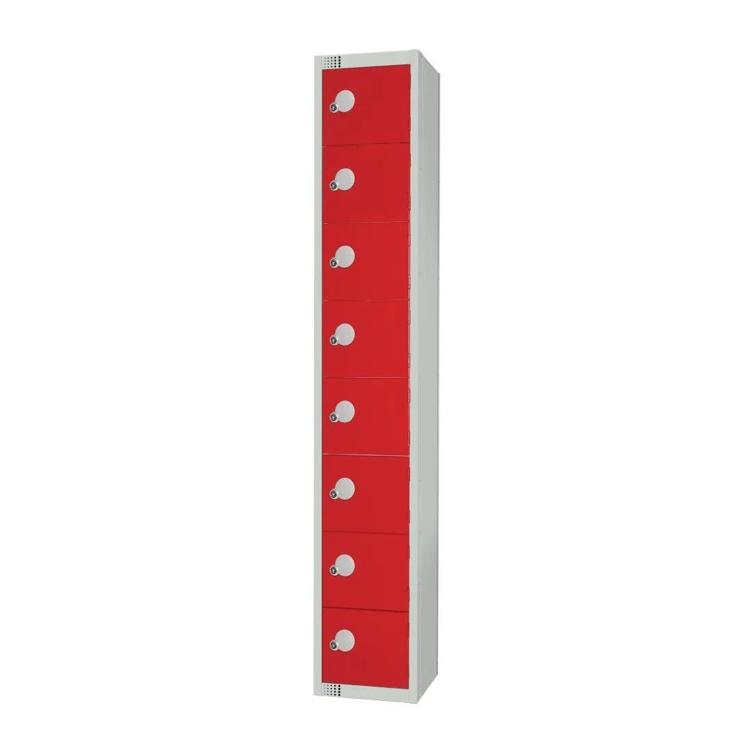 CE108-CLS Elite Eight Door Manual Combination Locker Locker Red with Sloping Top JD Catering Equipment Solutions Ltd