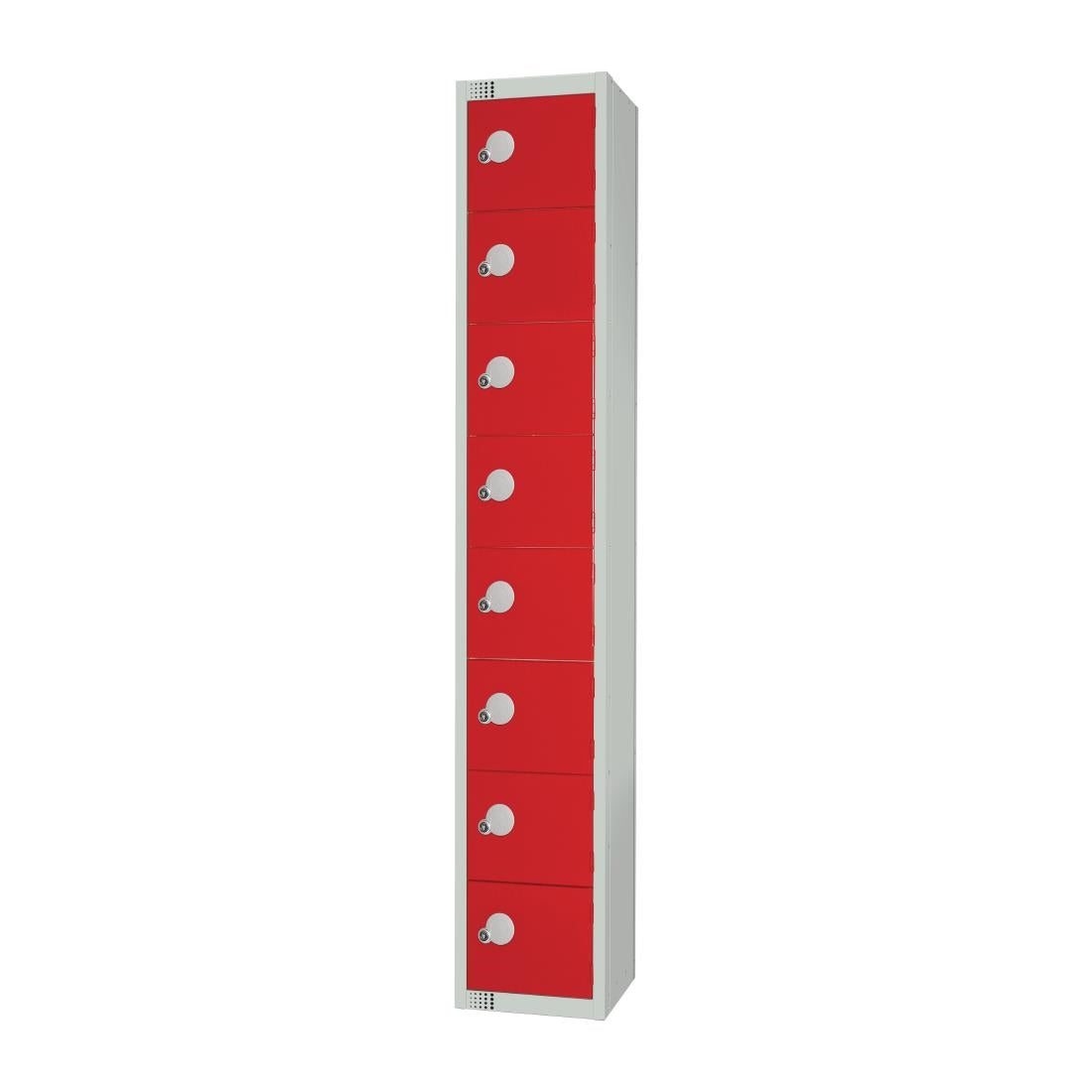 CE108-CNS Elite Eight Door Coin Return Locker with Sloping Top Red JD Catering Equipment Solutions Ltd