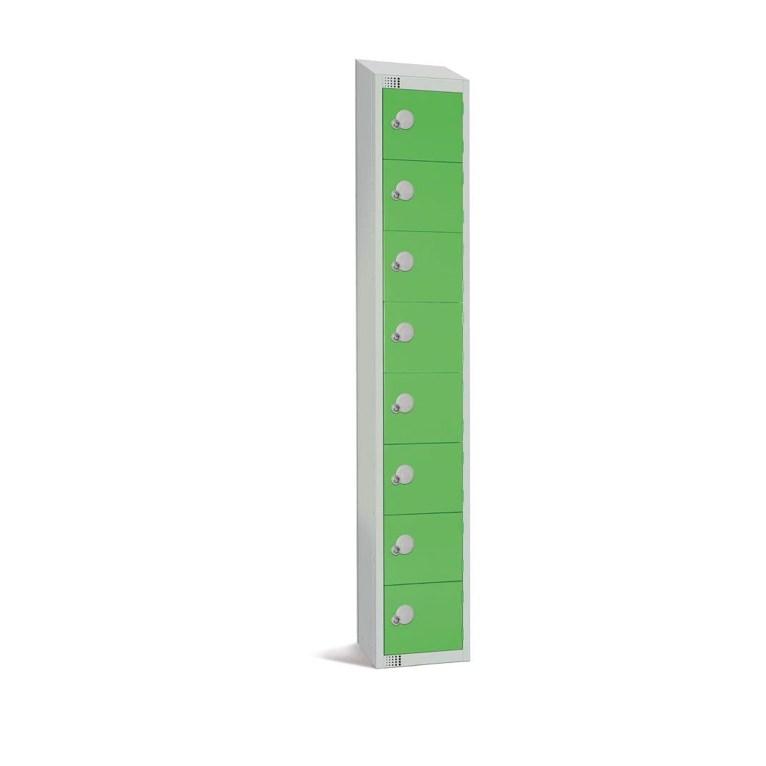 CE109-CNS Elite Eight Door Coin Return Locker with Sloping Top Green JD Catering Equipment Solutions Ltd