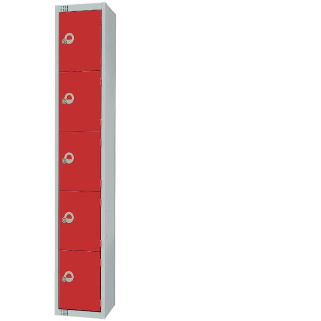 CG618-CNS Elite Five Door Coin Return Locker with Sloping Top Red JD Catering Equipment Solutions Ltd