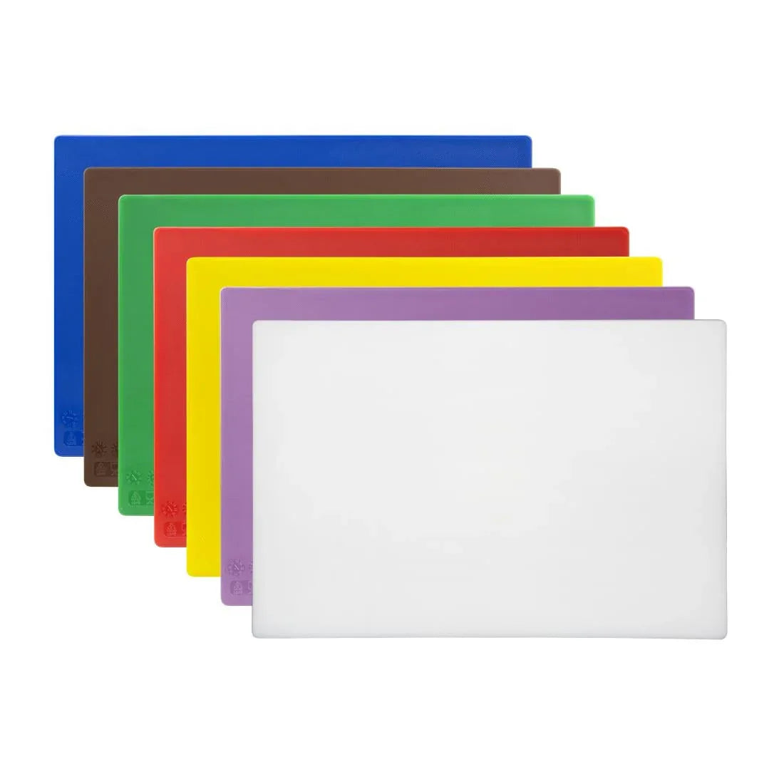 CH041 Hygiplas Low Density Chopping Board Set with Rack 450x300x10mm (7 Pack) - JD Catering Equipment Solutions Ltd