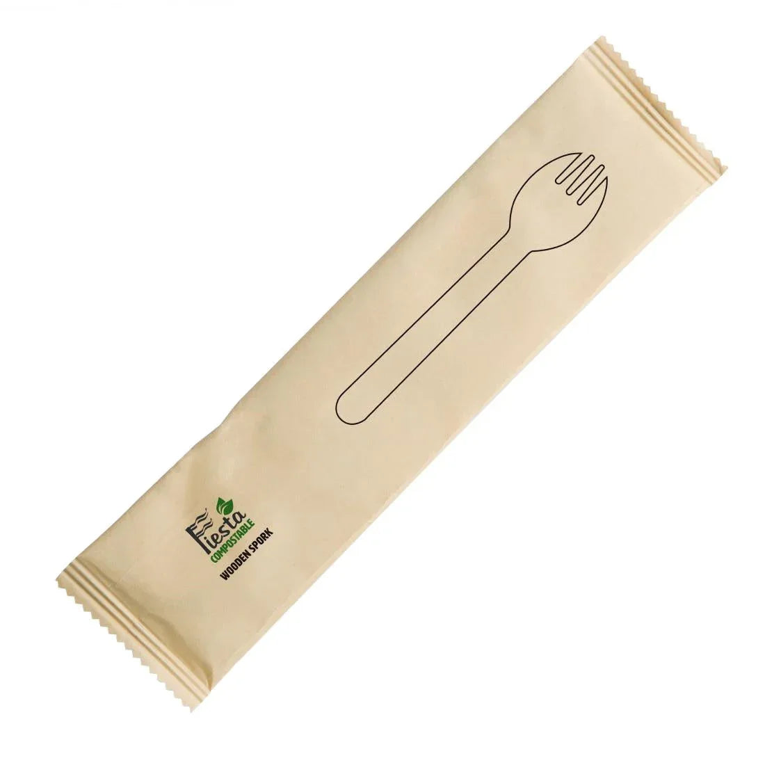 CH086 Fiesta Compostable Individually Wrapped Wooden Sporks (Pack of 500) - JD Catering Equipment Solutions Ltd