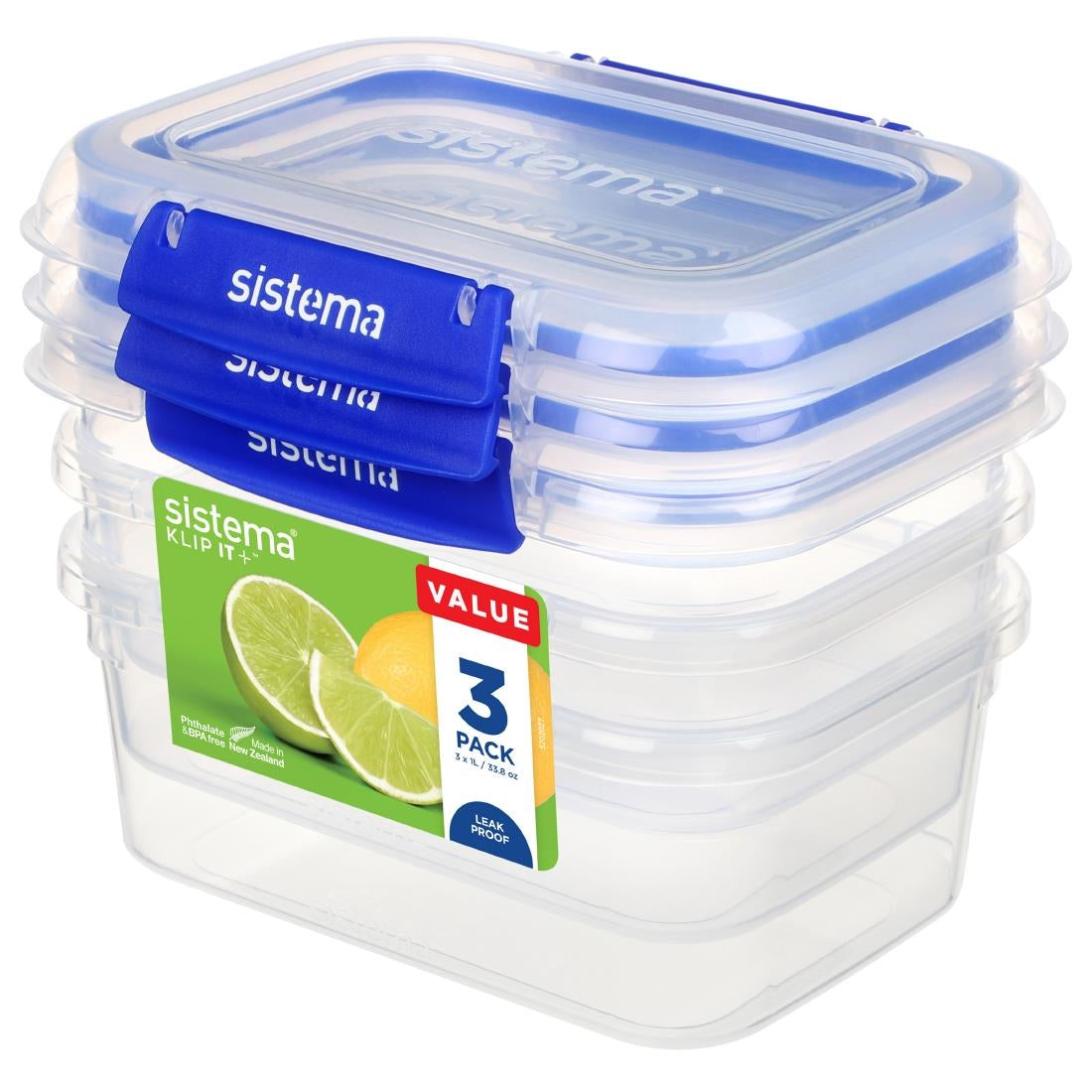 CH254 Sistema Klip It Plus Storage Containers 1Ltr (Pack of 3) JD Catering Equipment Solutions Ltd