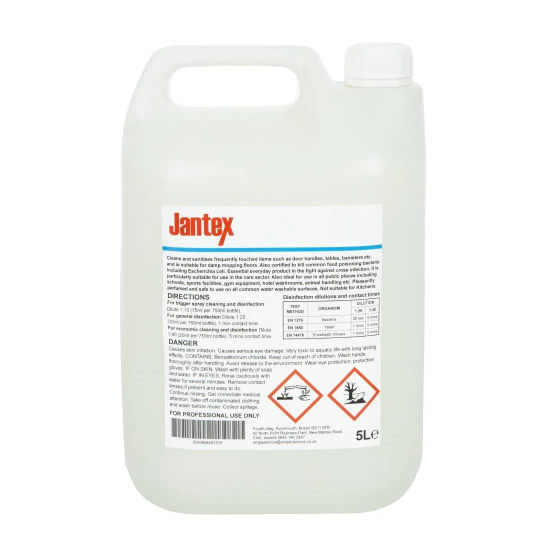 CH511 Jantex Virucidal Surface Sanitiser Concentrate Frangranced 5Ltr JD Catering Equipment Solutions Ltd