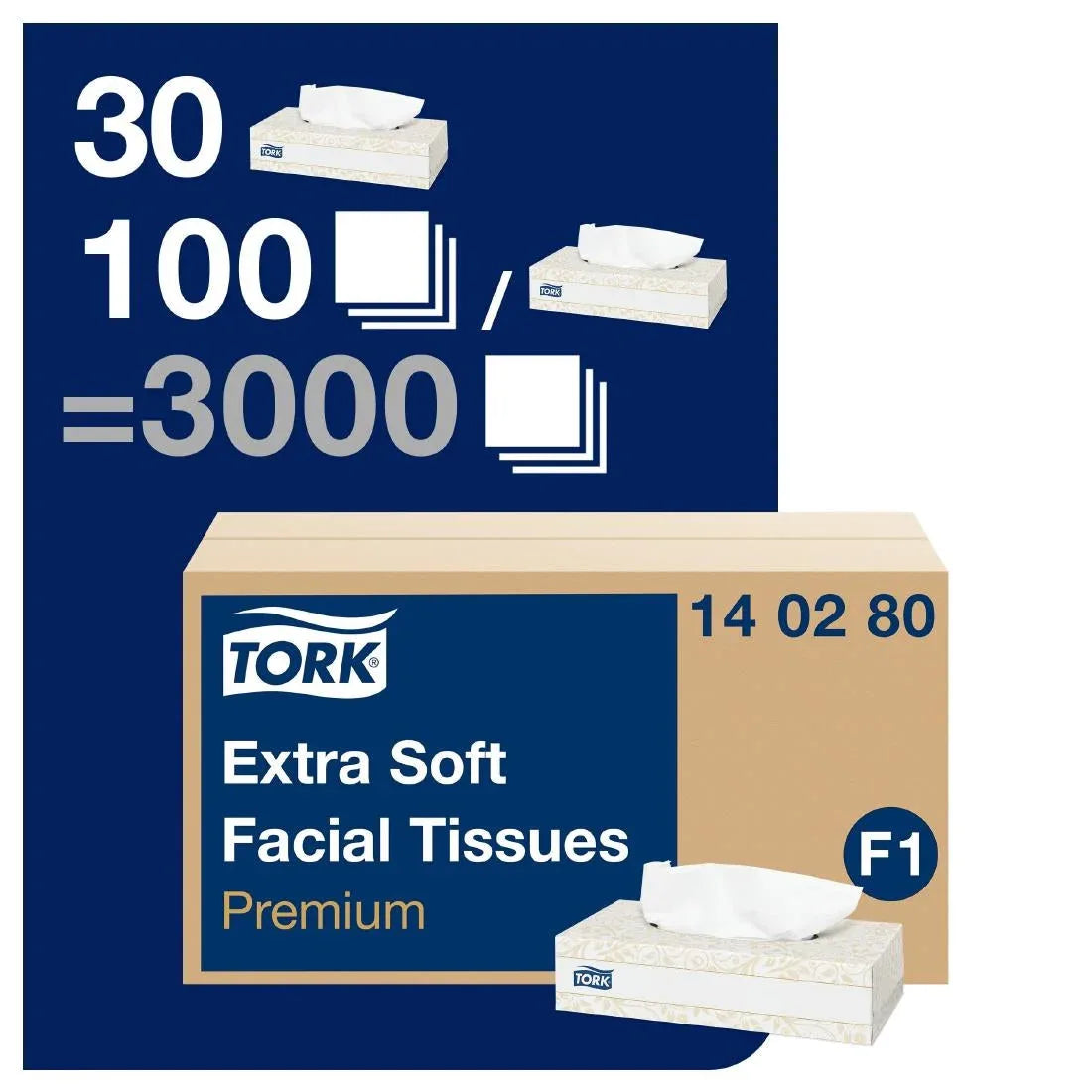 CH571 Tork Premium Extra Soft Facial Tissues 2ply (30x100) - JD Catering Equipment Solutions Ltd