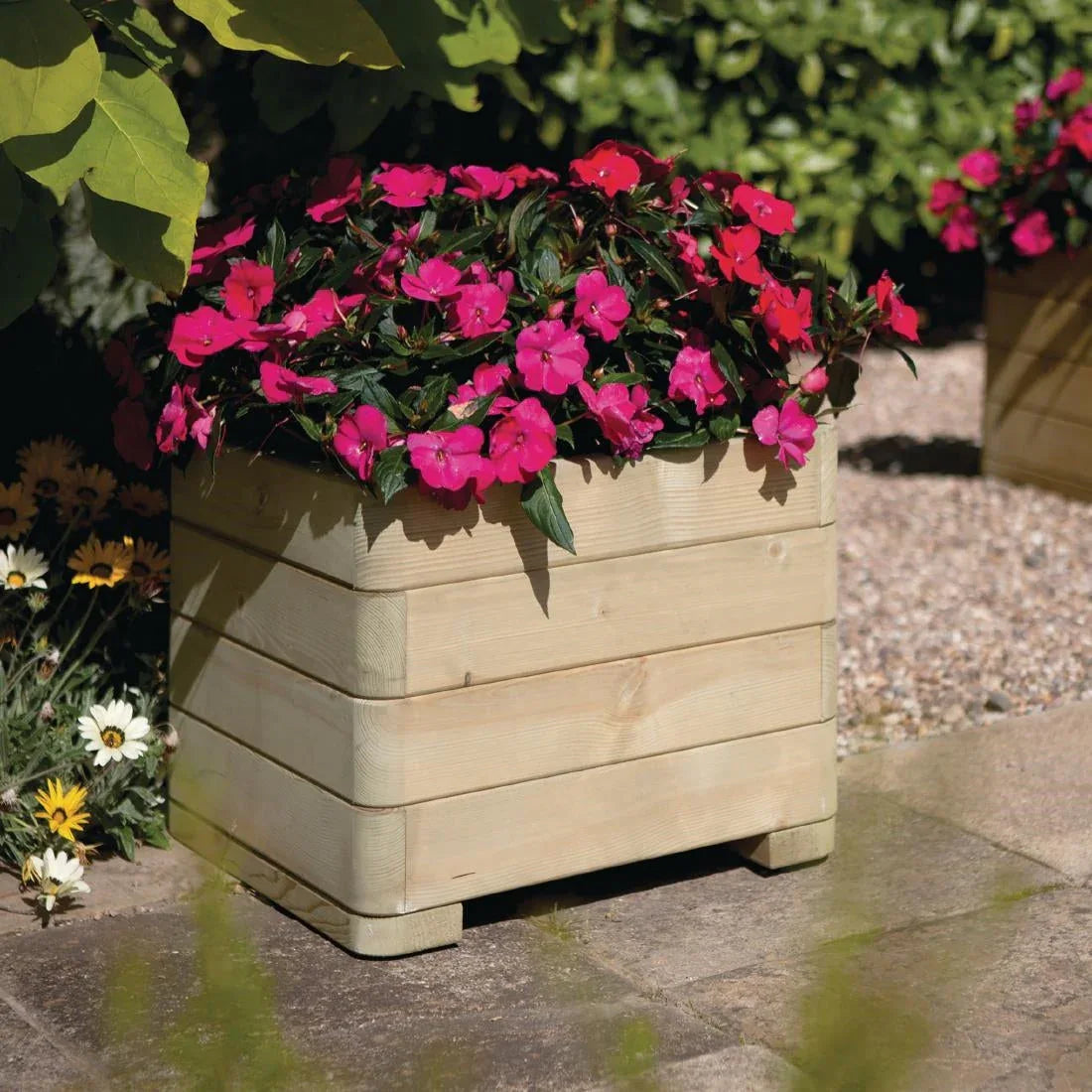 CH981 Rowlinson Marberry Layer Square Planter Natural Timber 50cm - JD Catering Equipment Solutions Ltd