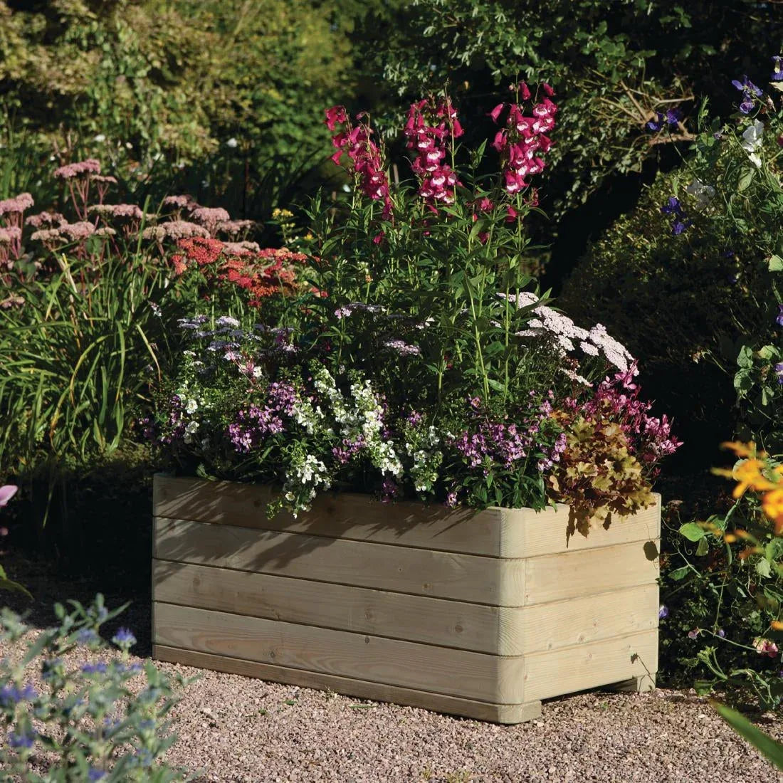 CH982 Rowlinson Marberry Layer Planter Rectangular Natural Timber 100cm - JD Catering Equipment Solutions Ltd