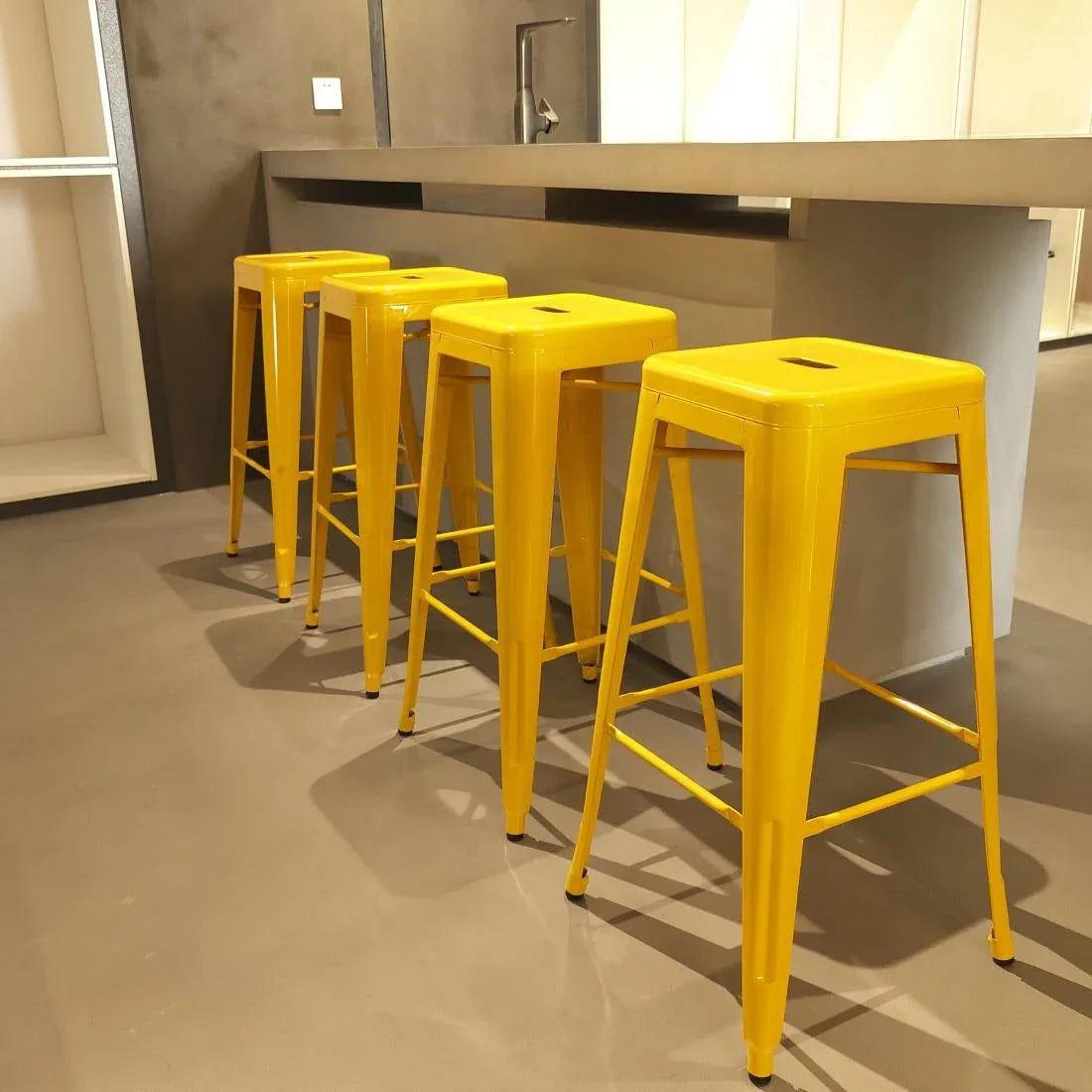 CH999 Bolero Bistro Yellow Steel High Stool (Pack of 4) - JD Catering Equipment Solutions Ltd