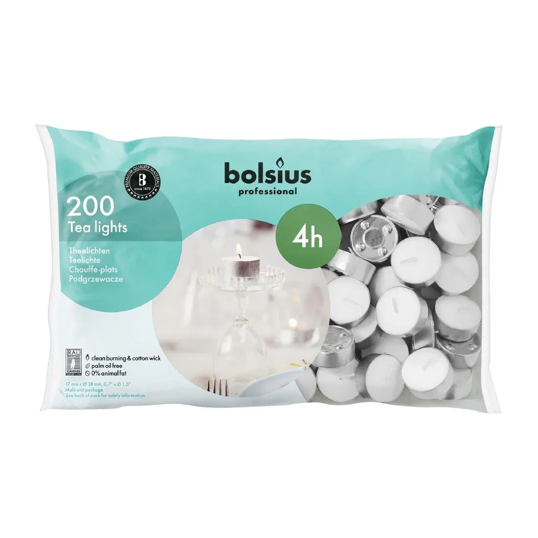 CJ879 Bolsius Four-hour Tealights (Pack of 200) - JD Catering Equipment Solutions Ltd