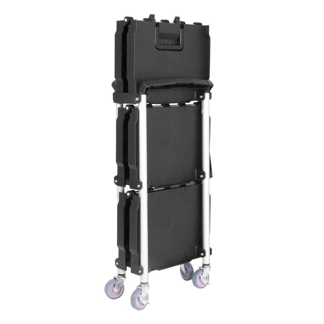 CK113 Vogue 3 Tier PP Folding Trolley Black Small JD Catering Equipment Solutions Ltd