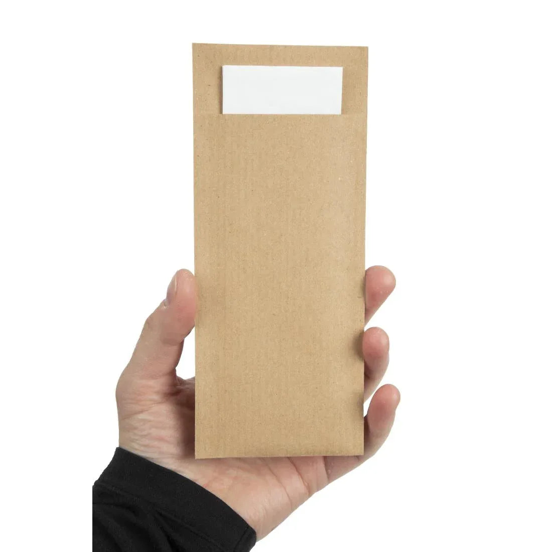 CK235 Europochette Brown Cutlery Pouch with White Napkin (Pack of 500) - JD Catering Equipment Solutions Ltd