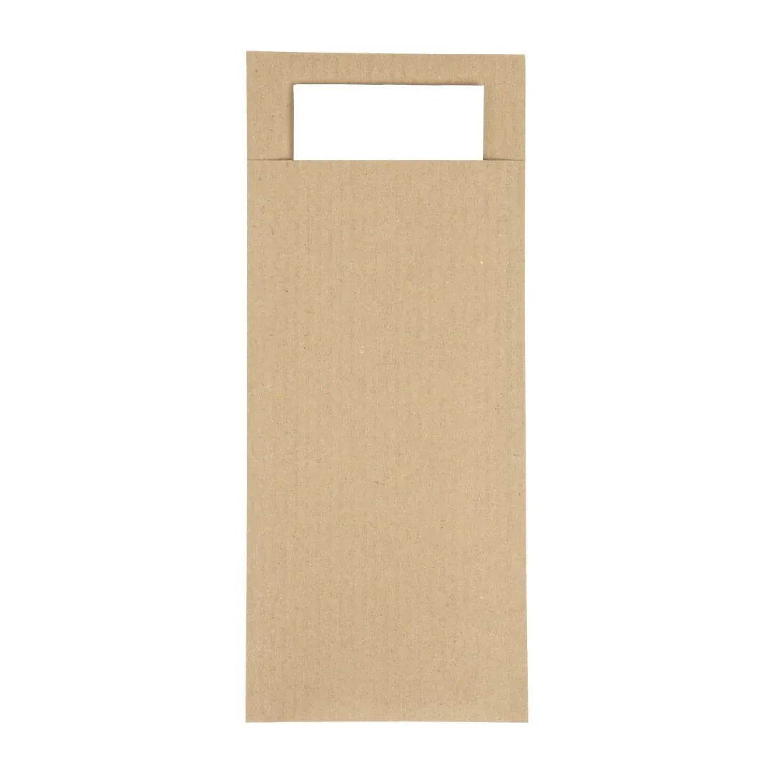 CK235 Europochette Brown Cutlery Pouch with White Napkin (Pack of 500) - JD Catering Equipment Solutions Ltd