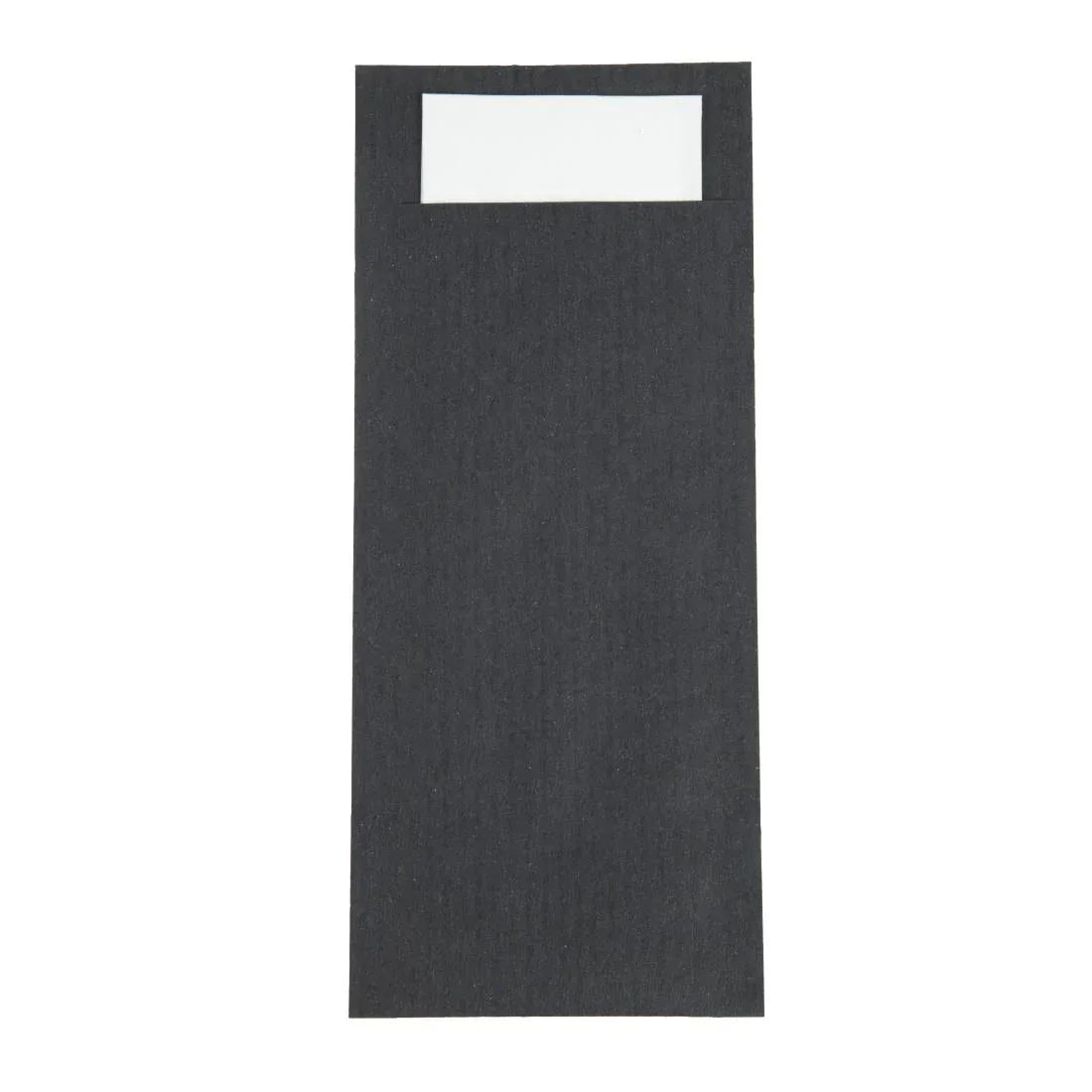 CK236 Europochette Black Cutlery Pouch with White Napkin (Pack of 500) - JD Catering Equipment Solutions Ltd
