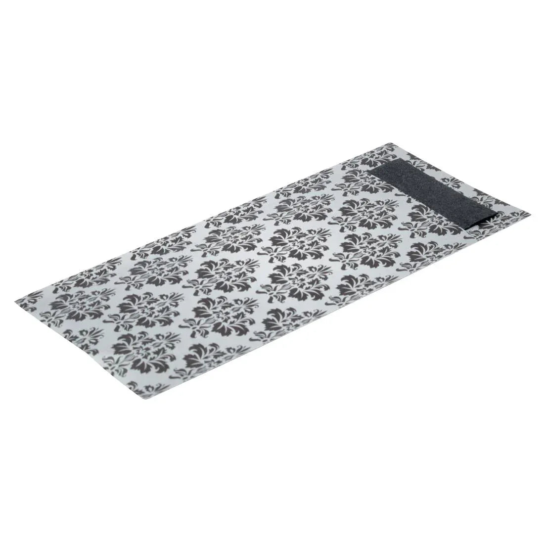 CK238 Europochette White with Vintage Design Cutlery Pouch with Black Napkin (Pack of 100) - JD Catering Equipment Solutions Ltd