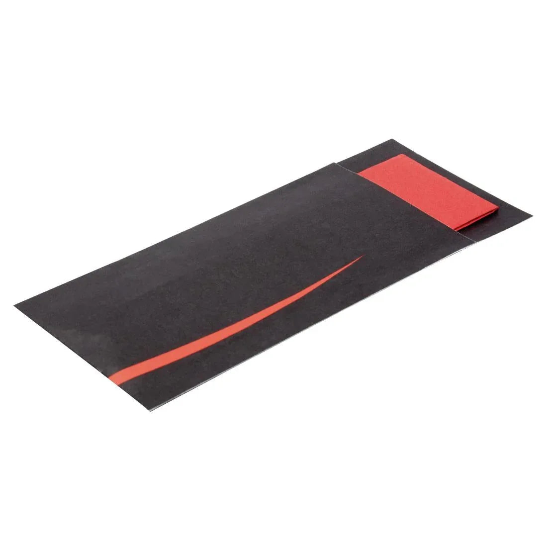 CK239 Europochette Bari Black Cutlery Pouch with Red Napkin (Pack of 100) - JD Catering Equipment Solutions Ltd