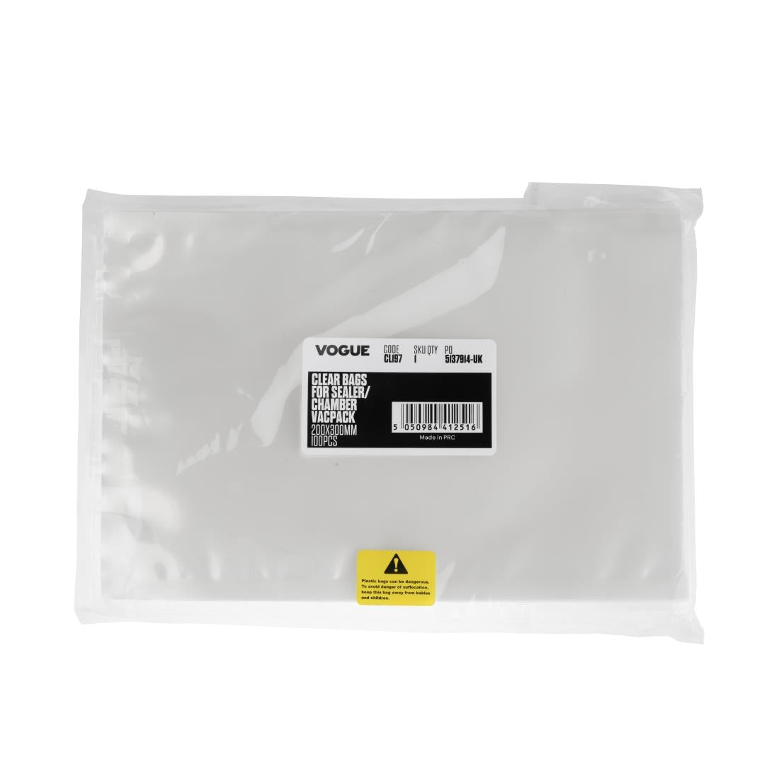 CL197 Vogue Vacuum Flat Bags 200 x 300mm (Pack of 100) JD Catering Equipment Solutions Ltd