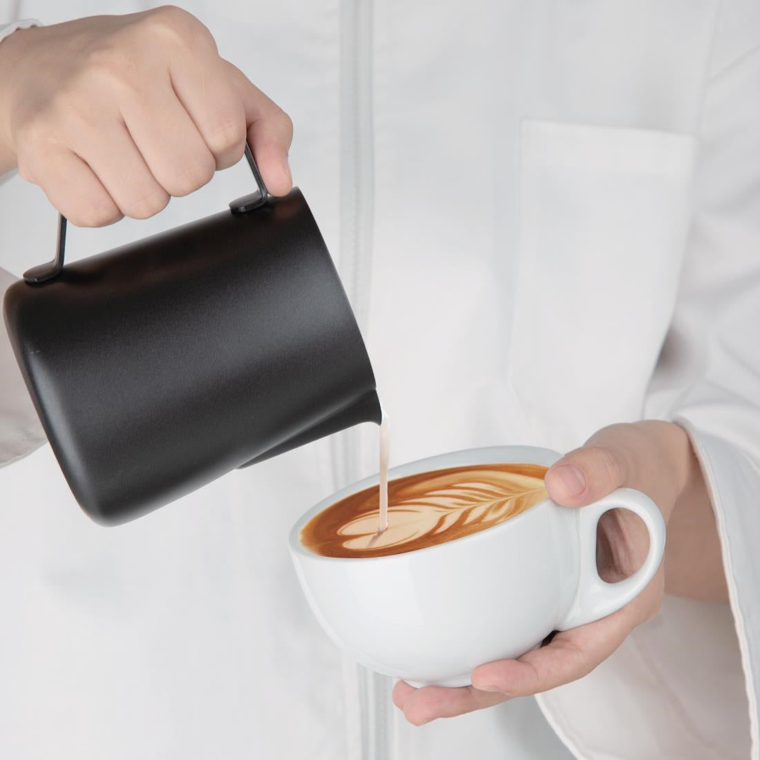 CM607 Olympia Black Non-Stick Milk Frothing Jug 570ml JD Catering Equipment Solutions Ltd