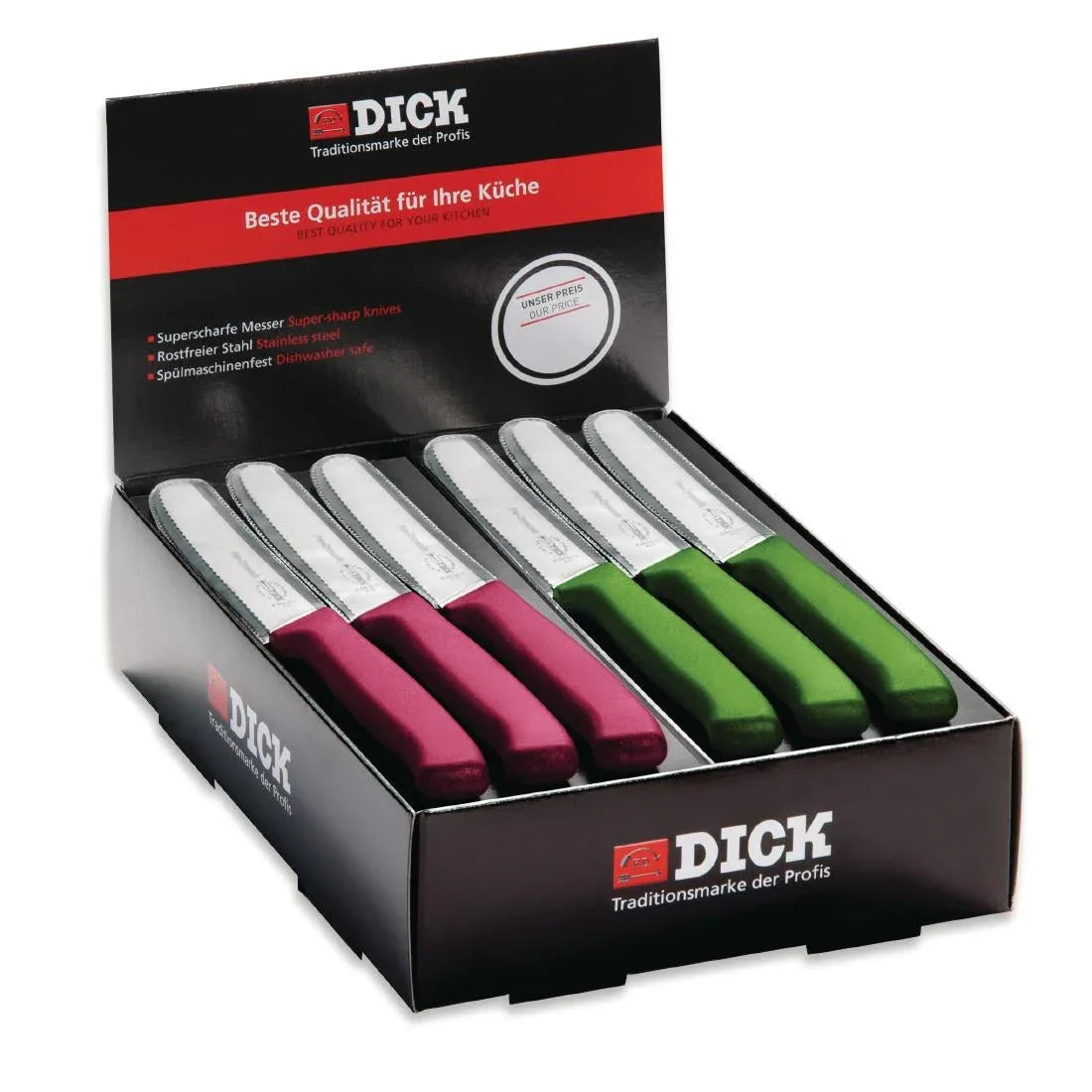 CN558 Dick Countertop 40 Piece Utility Knife Box Pink and Green - JD Catering Equipment Solutions Ltd