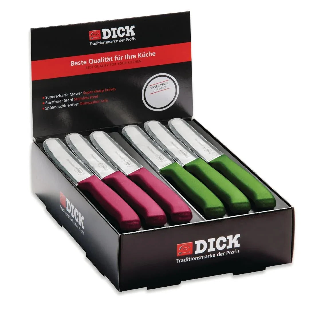 CN558 Dick Countertop 40 Piece Utility Knife Box Pink and Green - JD Catering Equipment Solutions Ltd