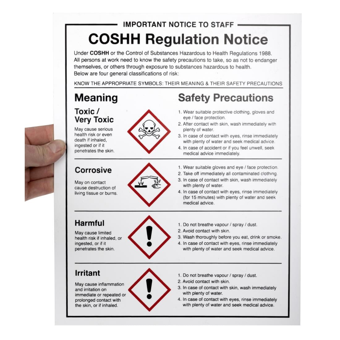 COSHH Regulations Sign JD Catering Equipment Solutions Ltd