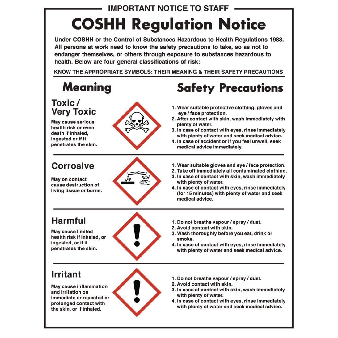 COSHH Regulations Sign JD Catering Equipment Solutions Ltd
