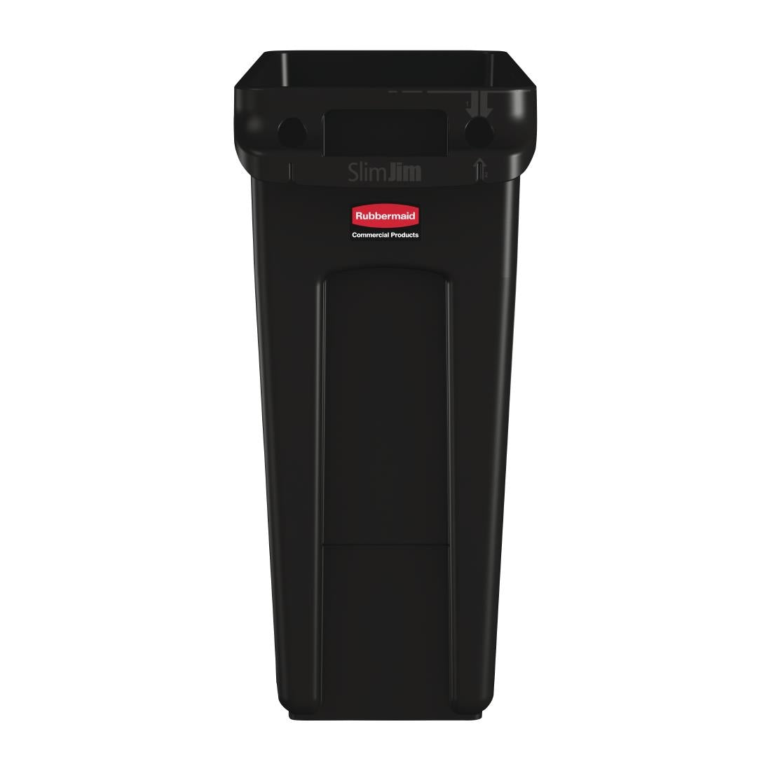 CP652 Rubbermaid Slim Jim Container With Venting Channels Black 60Ltr JD Catering Equipment Solutions Ltd