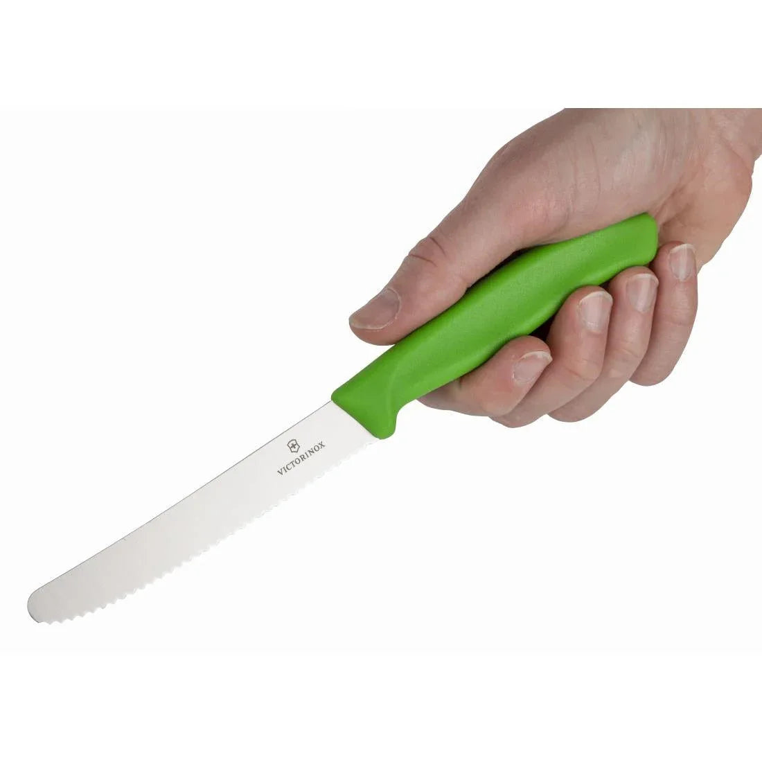 CP843 Victorinox Tomato Knife Serrated Green 11cm - JD Catering Equipment Solutions Ltd