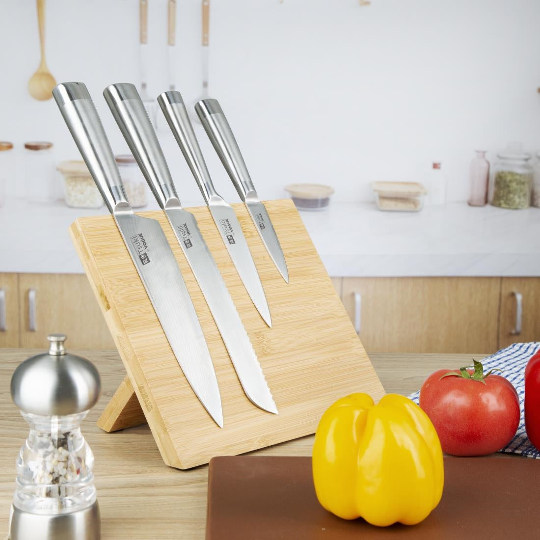 CP864 Vogue Wooden Magnetic Knife Stand 245mm JD Catering Equipment Solutions Ltd