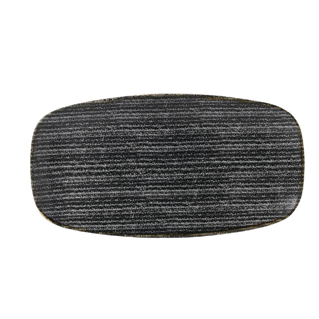 CR067 Churchill Studio Prints Homespun Rectangular Plate Charcoal 355mm (Pack of 6) - JD Catering Equipment Solutions Ltd