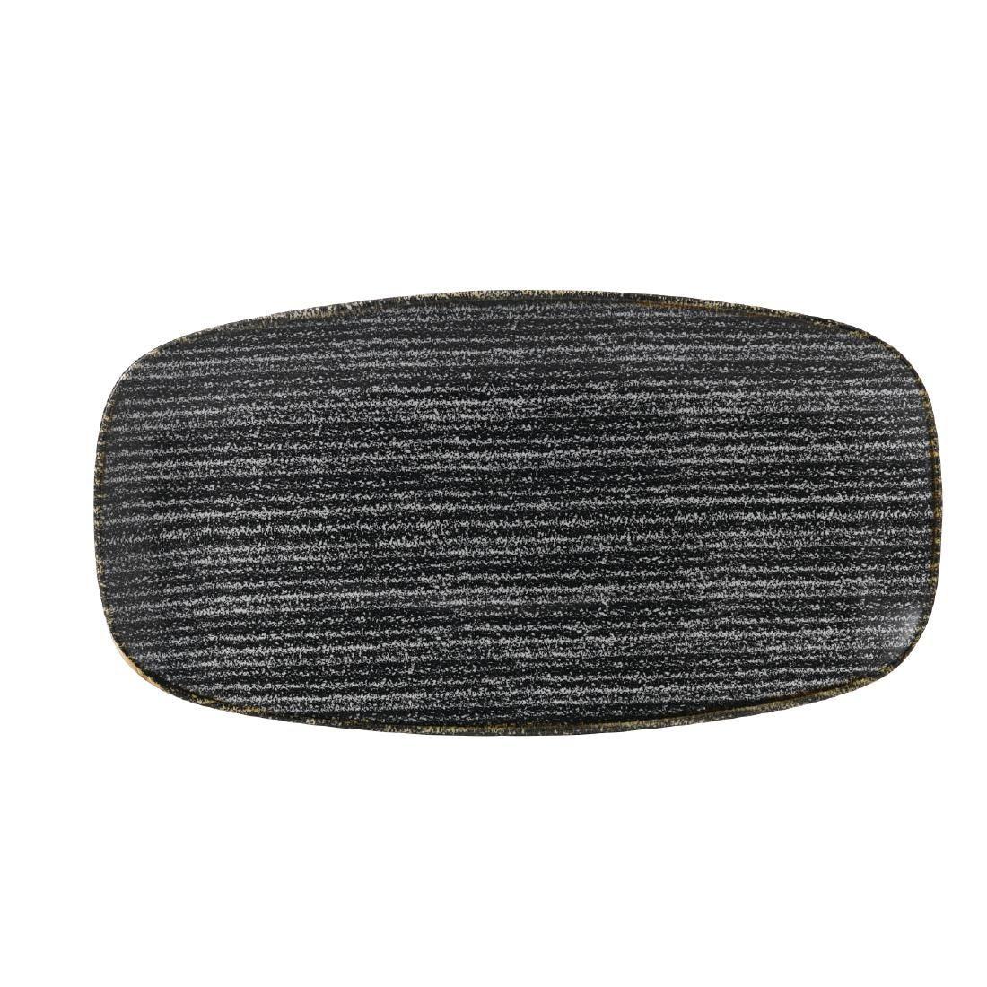 CR067 Churchill Studio Prints Homespun Rectangular Plate Charcoal 355mm (Pack of 6) - JD Catering Equipment Solutions Ltd