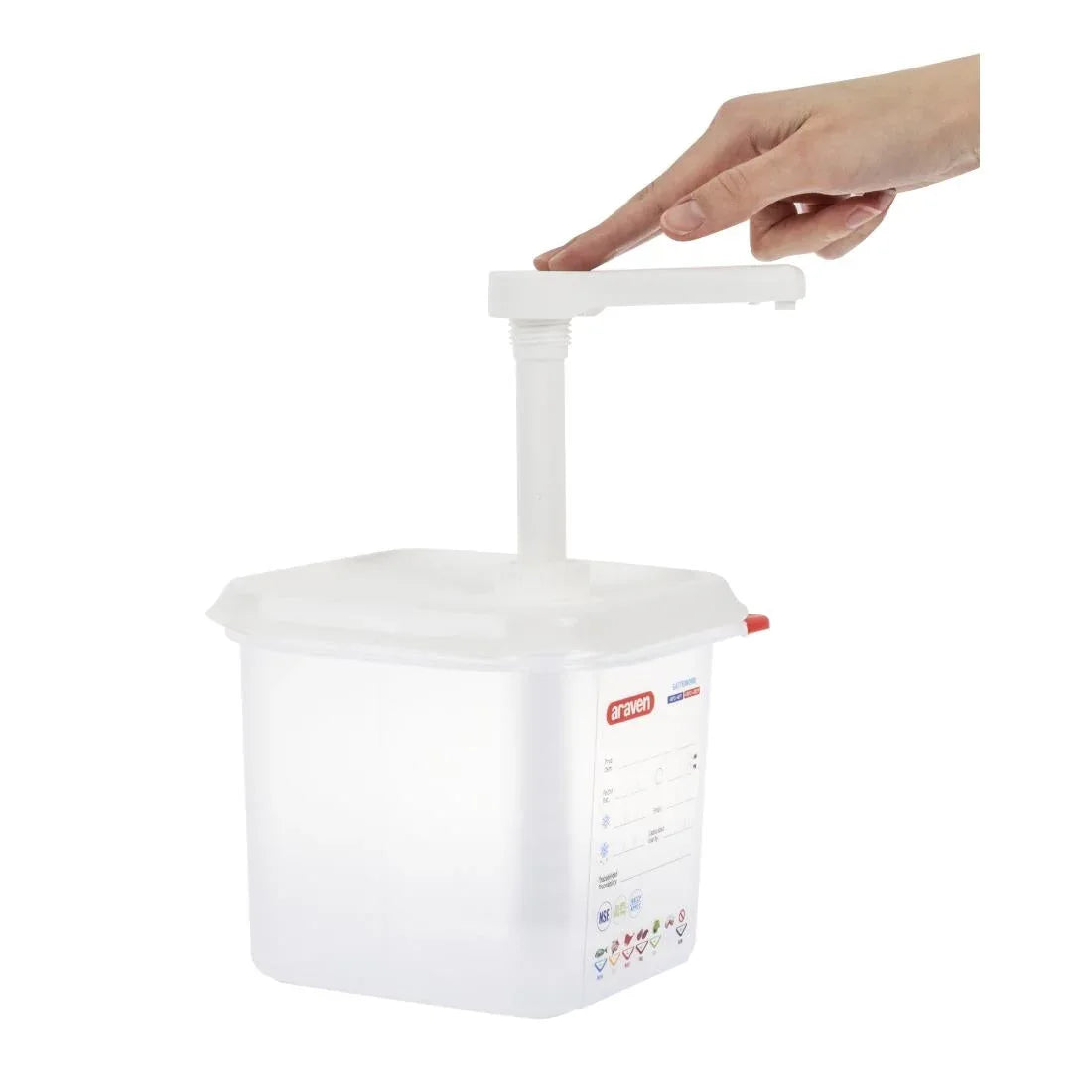 CR820 Araven Sauce Dispenser GN 1/6 Transparent 2.6Ltr - JD Catering Equipment Solutions Ltd