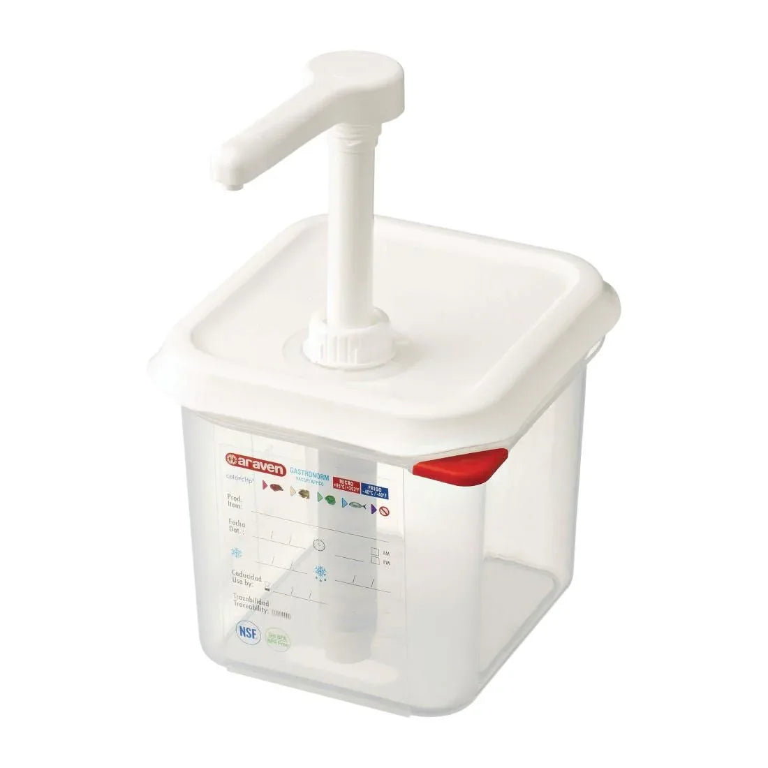 CR820 Araven Sauce Dispenser GN 1/6 Transparent 2.6Ltr - JD Catering Equipment Solutions Ltd