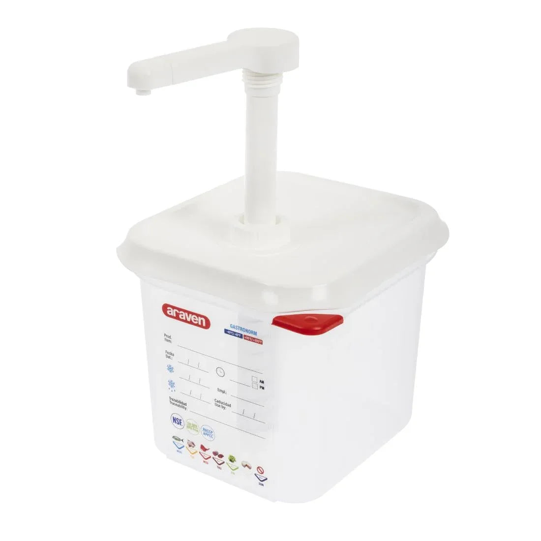 CR820 Araven Sauce Dispenser GN 1/6 Transparent 2.6Ltr - JD Catering Equipment Solutions Ltd