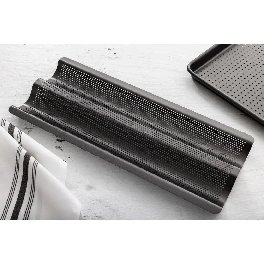 CS563 MasterClass Crusty Bake Non Stick Baguette Tray - JD Catering Equipment Solutions Ltd