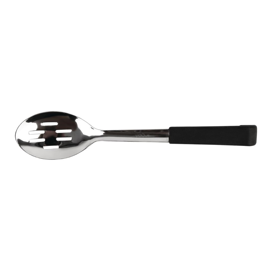 CS911 Vogue Slotted Serving Spoon Black Handle 340mm JD Catering Equipment Solutions Ltd