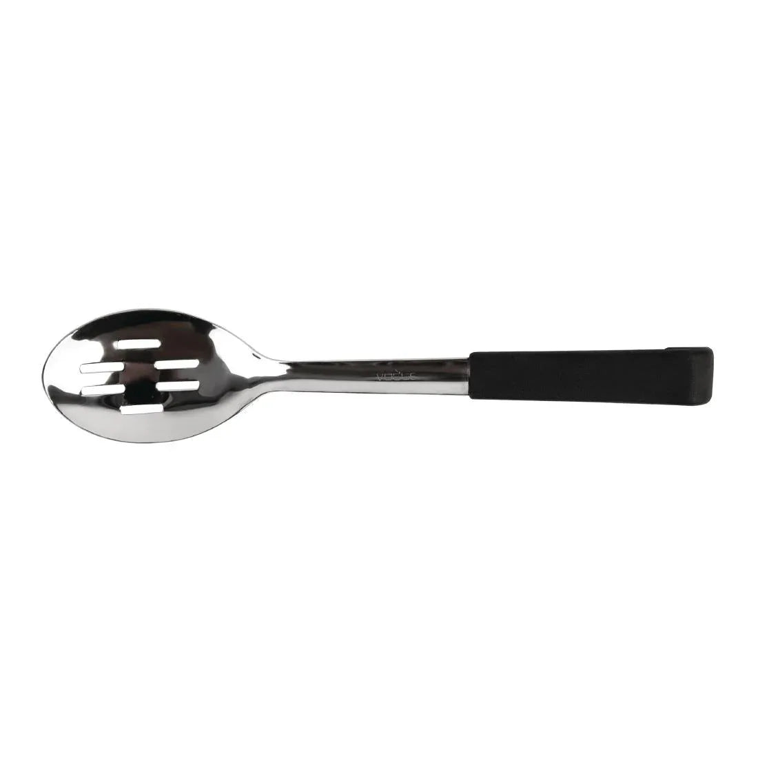 CS911 Vogue Slotted Serving Spoon Black Handle 340mm - JD Catering Equipment Solutions Ltd