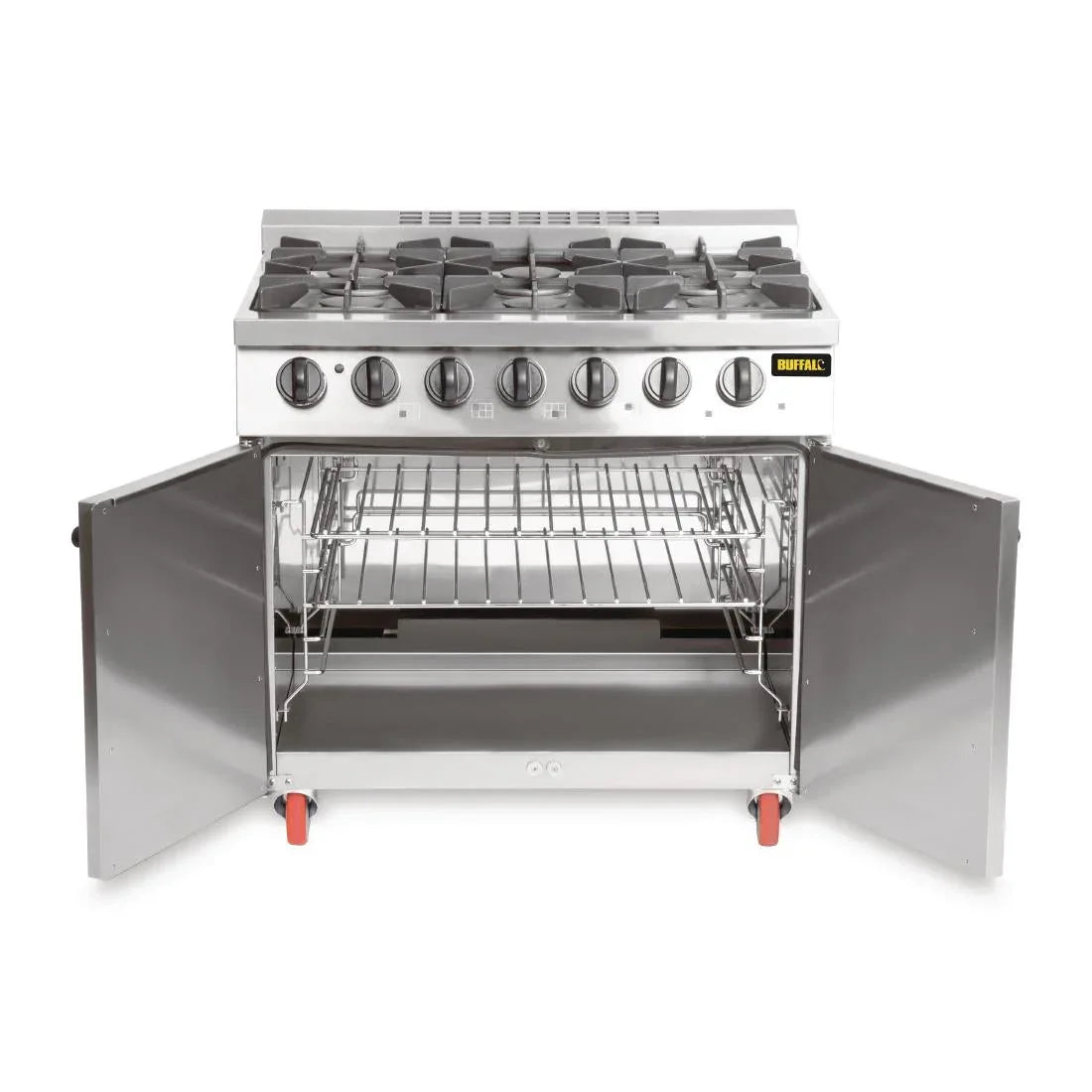 CT253 Buffalo 6 Burner Oven Range with Castors - JD Catering Equipment Solutions Ltd