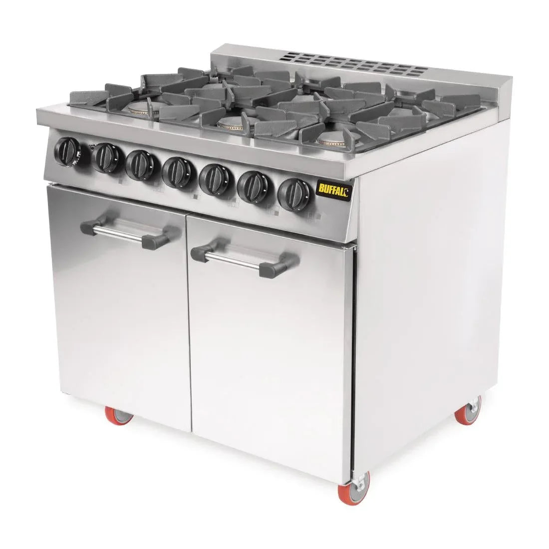CT253 Buffalo 6 Burner Oven Range with Castors - JD Catering Equipment Solutions Ltd