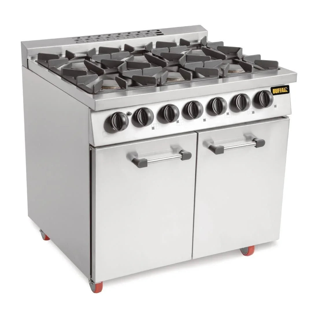 CT253 Buffalo 6 Burner Oven Range with Castors - JD Catering Equipment Solutions Ltd