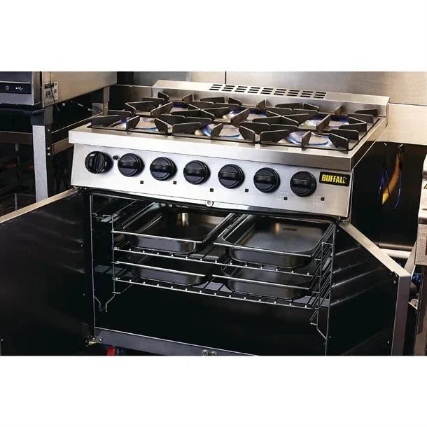 CT253 Buffalo 6 Burner Oven Range with Castors - JD Catering Equipment Solutions Ltd