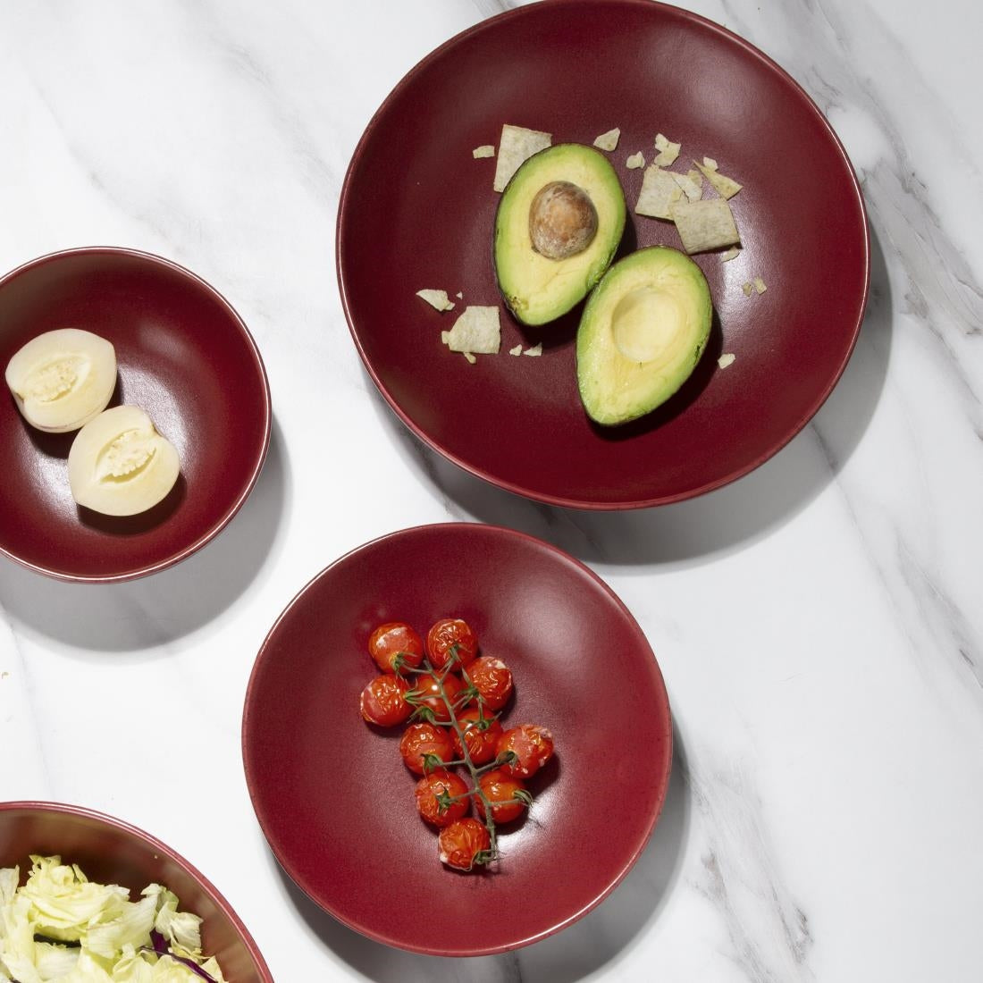 CU123 Olympia Build A Bowl Red Flat Bowl - 195x45mm (Box 6) JD Catering Equipment Solutions Ltd