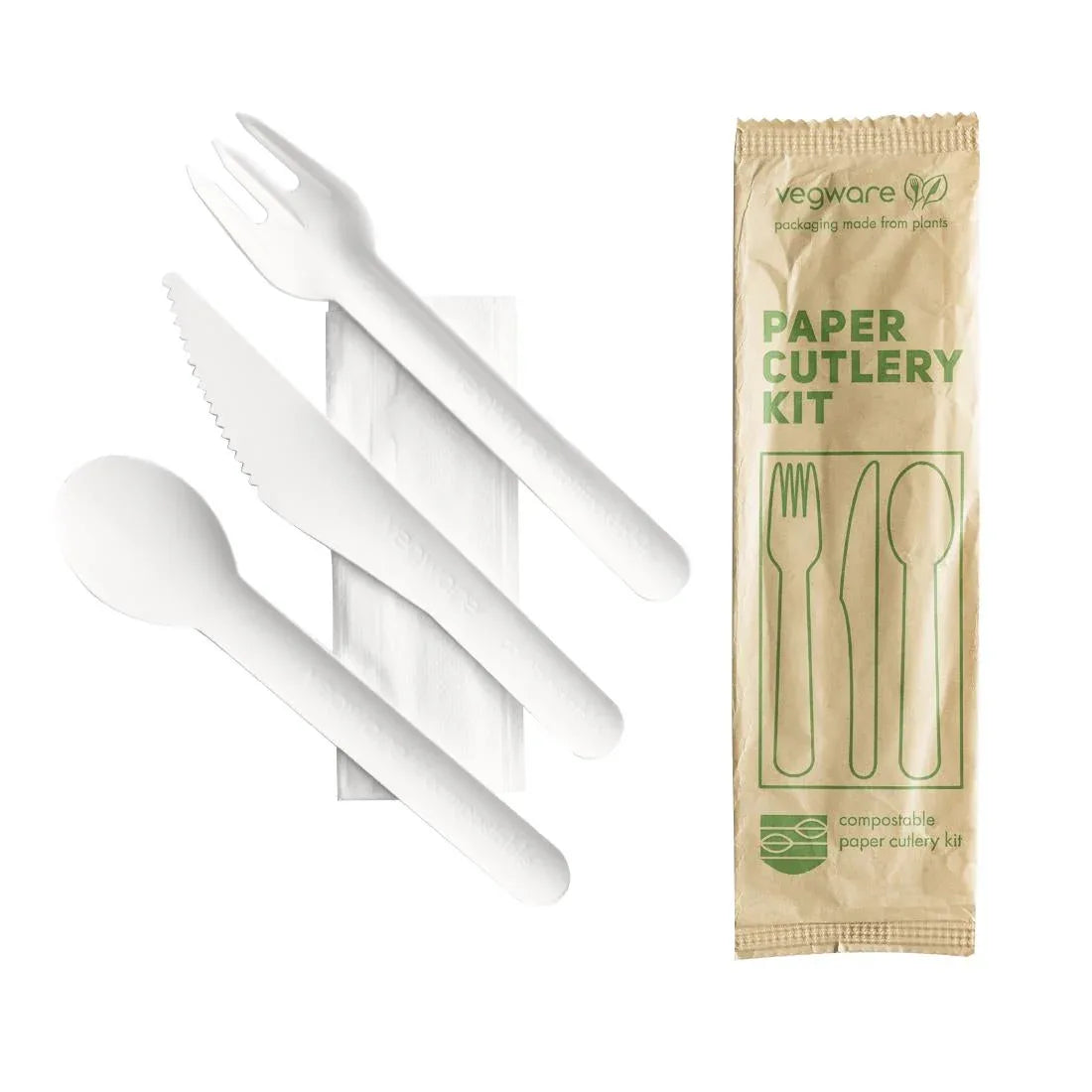 CU545 Vegware Compostable Paper Cutlery Kit 4in1 (Case of 250) - JD Catering Equipment Solutions Ltd