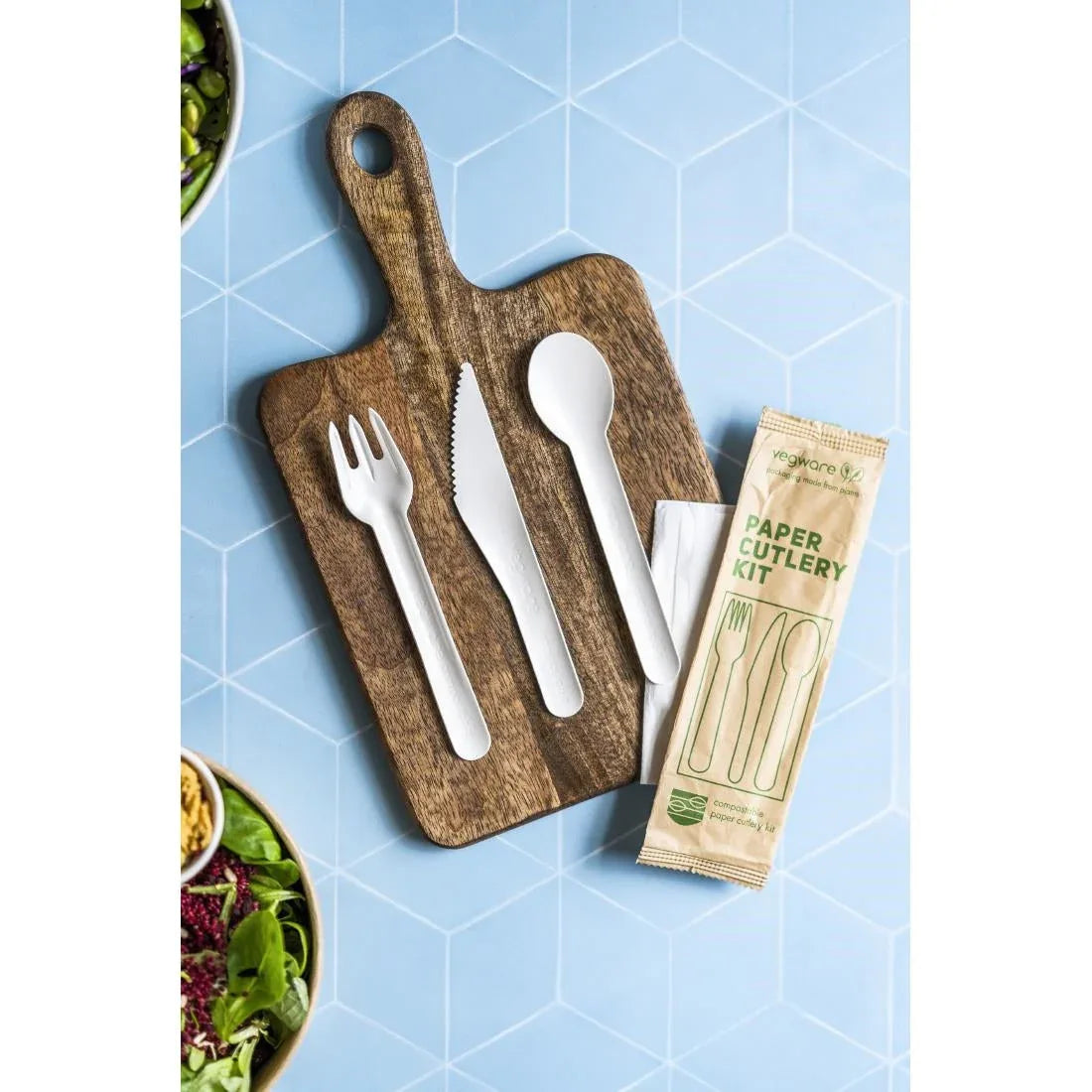 CU545 Vegware Compostable Paper Cutlery Kit 4in1 (Case of 250) - JD Catering Equipment Solutions Ltd