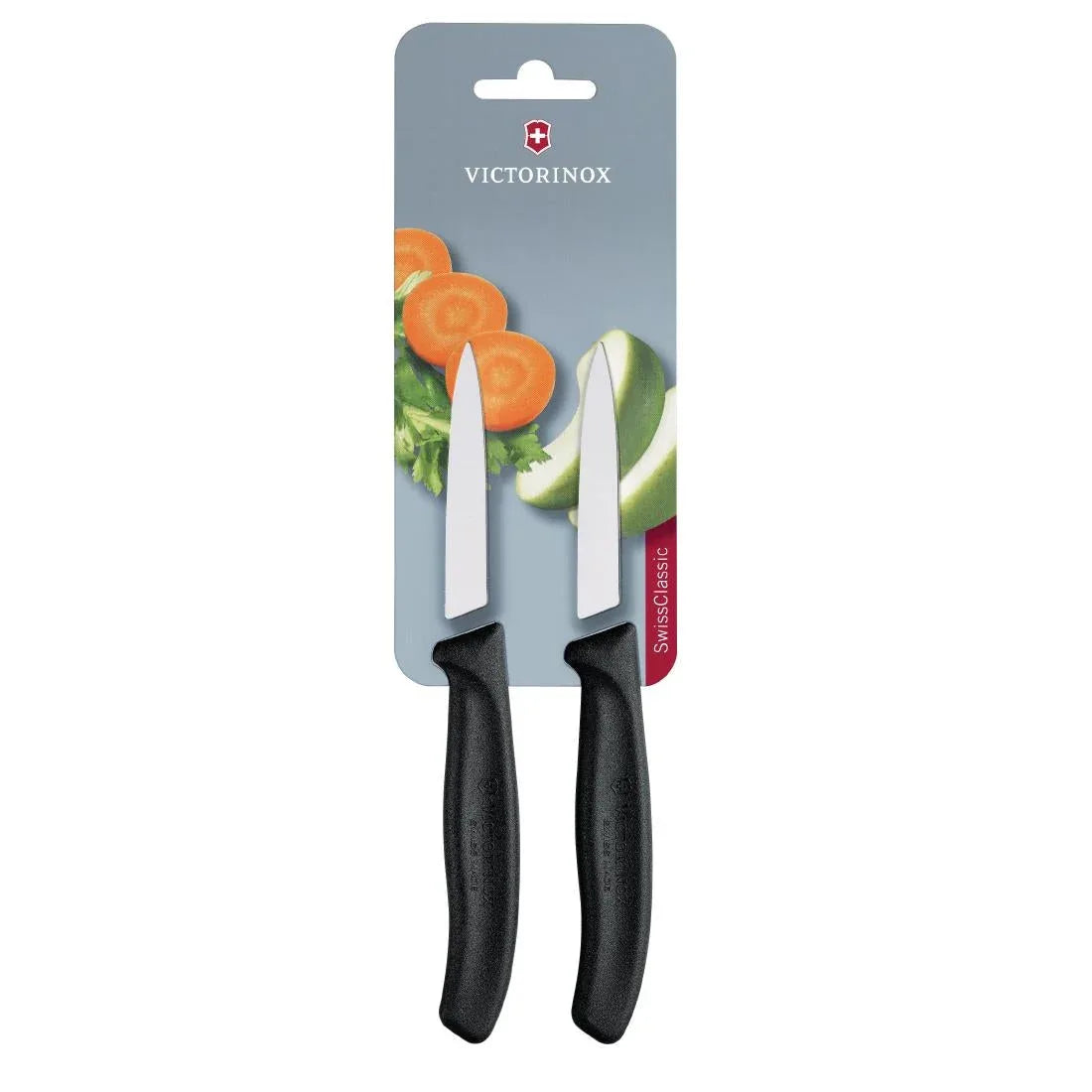 CU550 Victorinox Pointed Tip Paring Knife 8cm Black (Pack of 2) - JD Catering Equipment Solutions Ltd