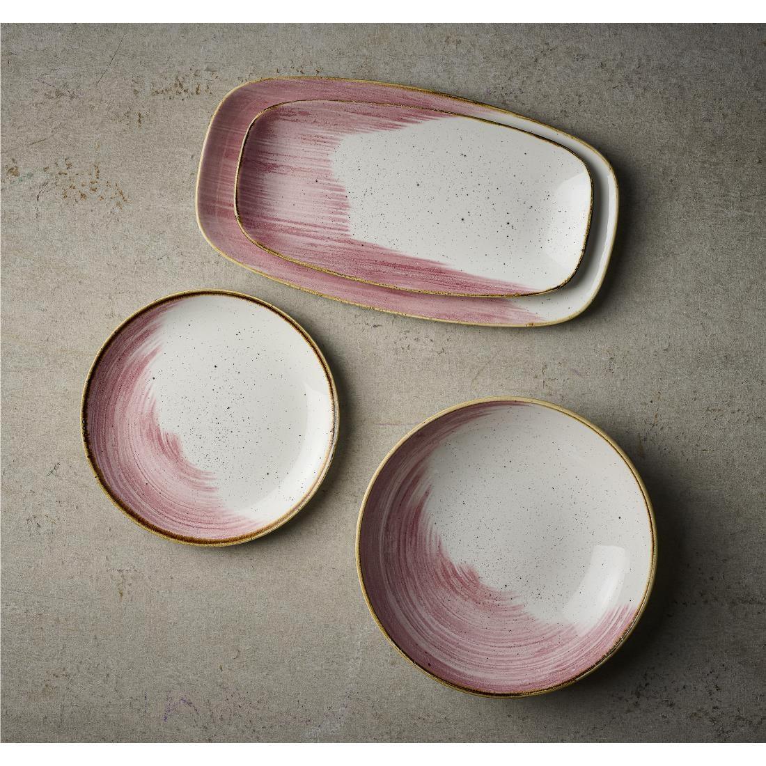 CU649 Churchill Stonecast Accents Petal Pink Chefs Oblong Plate 348 x 186mm (Pack of 6) - JD Catering Equipment Solutions Ltd