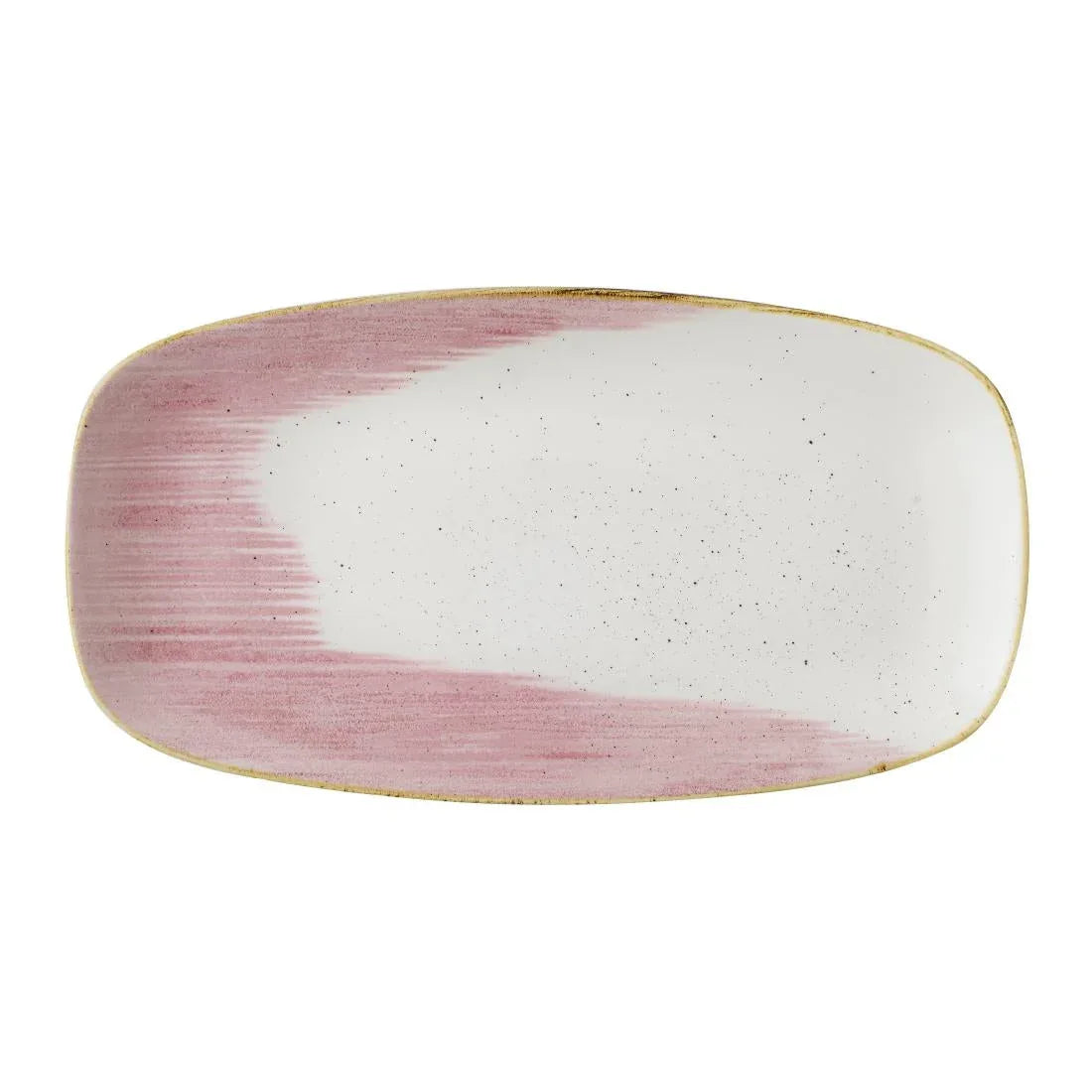 CU649 Churchill Stonecast Accents Petal Pink Chefs Oblong Plate 348 x 186mm (Pack of 6) - JD Catering Equipment Solutions Ltd
