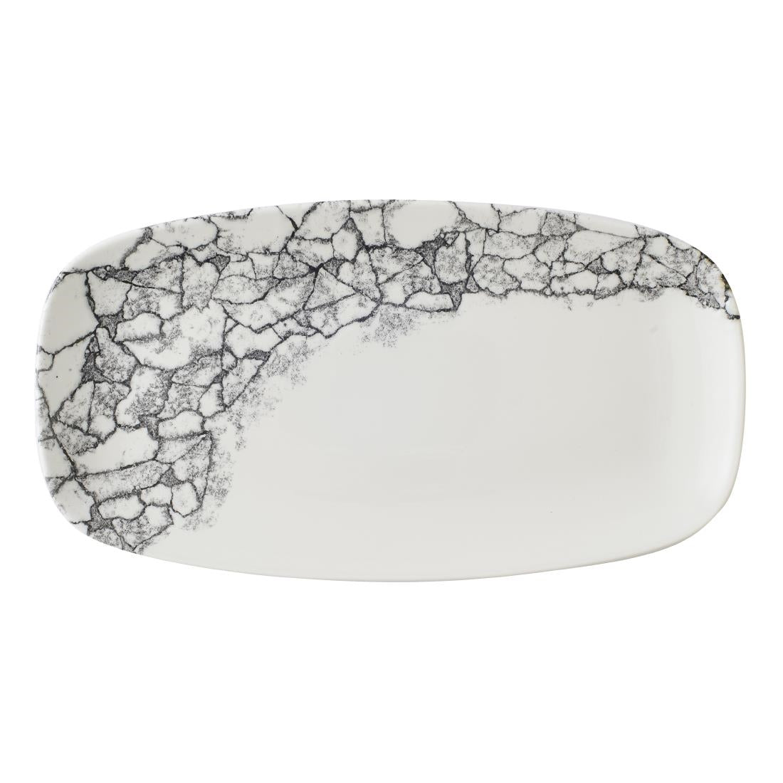 CU670 Churchill Kintsugi Accents Quartz Black Chefs Oblong Plate 352 x187mm (Pack of 6) JD Catering Equipment Solutions Ltd