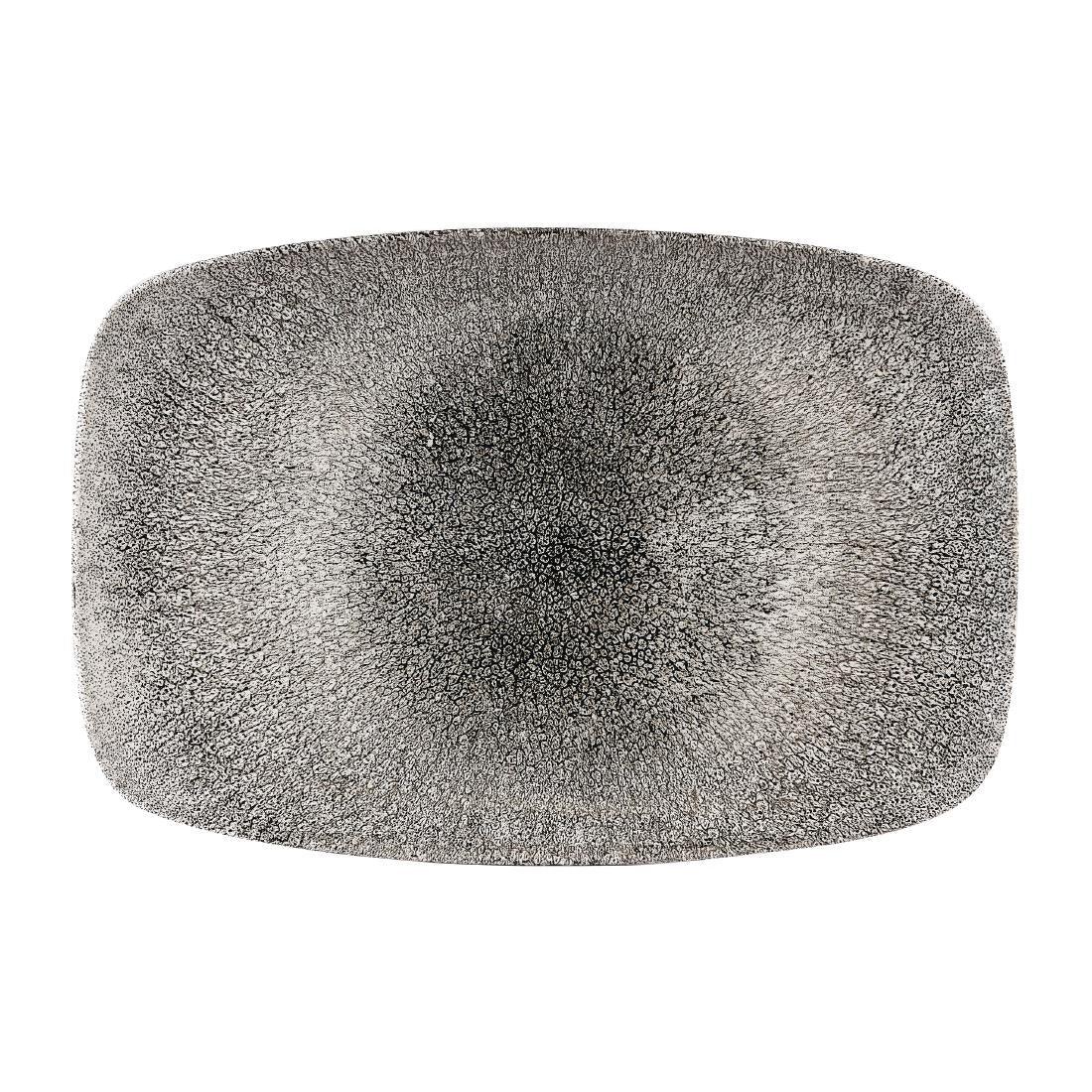 CW561 Churchill Studio Prints Raku Rectangular Plates Quartz Black 245 x 355mm (Pack of 6) - JD Catering Equipment Solutions Ltd